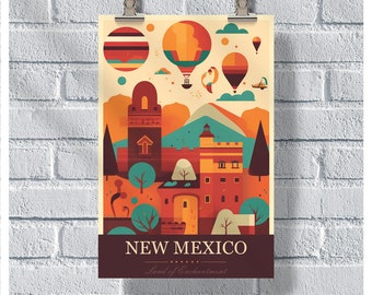 New Mexico Travel Poster, Land of Enchantment Poster, New Mexico Vintage Poster, Wall Decor, New Mexico Print, New Mexico Retro Poster