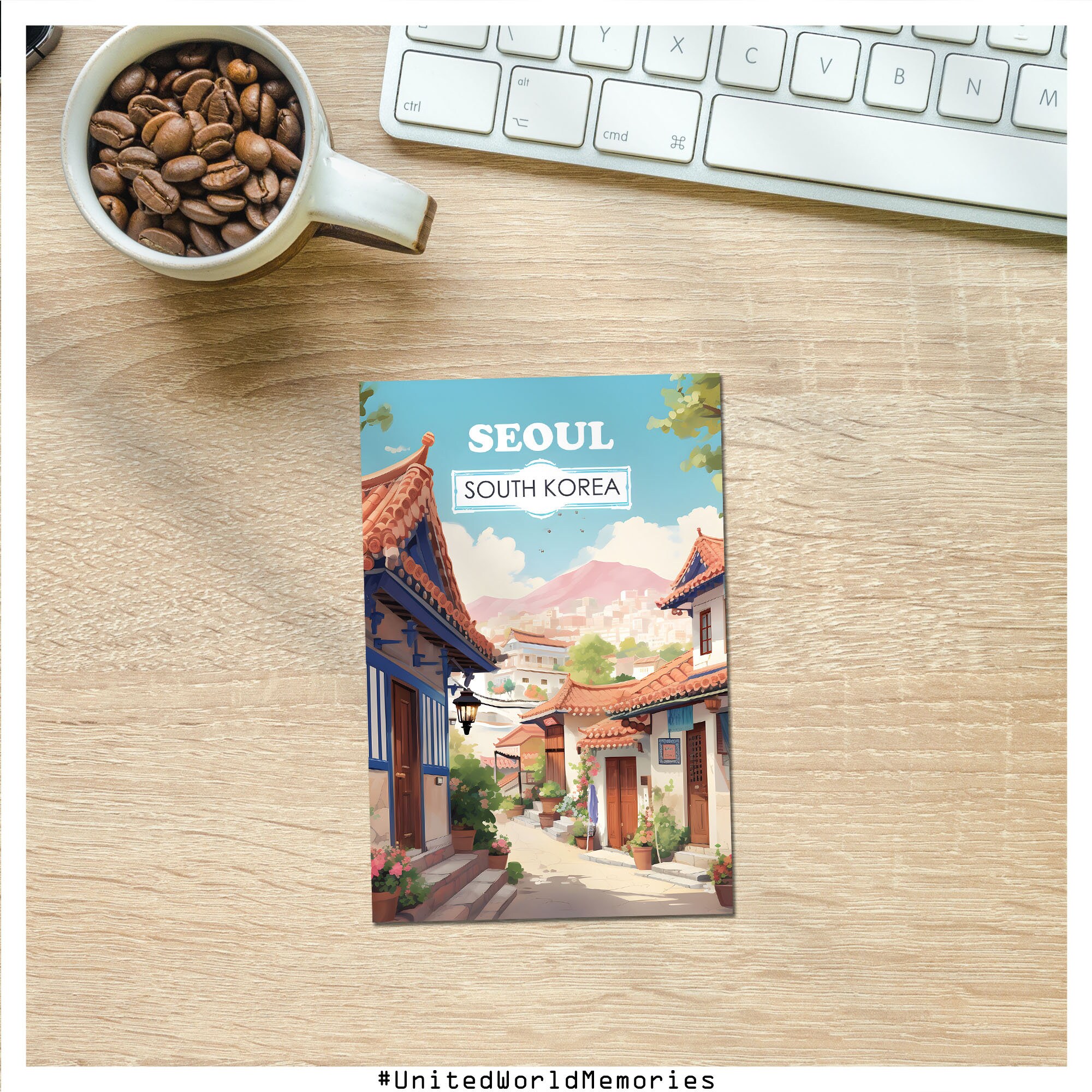 Seoul Bukchon Hanok Village Poster, Seoul Travel Poster, South Korea ...