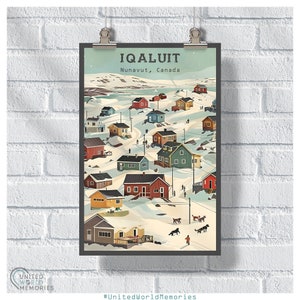 Cartel retro de Nunavut Iqaluit, impresión retro vintage de Nunavut Canadá, regalo para amantes de la naturaleza