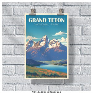 Grand Teton National Park Teton Range Poster, Grand Teton National Park Poster, Wyoming Travel Print, Grand Teton Art