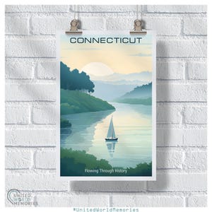Connecticut River Views Poster, Connecticut Travel Print