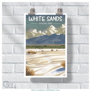 White Sands National Park Desert Bliss plakat, White Sands National Park wydruki, retro plakat podróżniczy, prezent US New Mexico