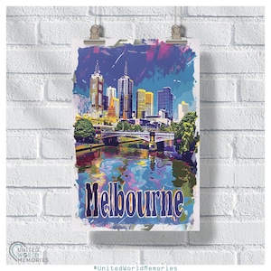 Cartel de la serenidad del río Melbourne Yarra, cartel de viaje de Australia, regalo de Melbourne Australia para ella