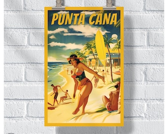 Póster de escapada vibrante a Punta Cana, póster de viaje a República Dominicana