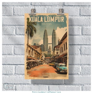 Kuala Lumpur Vintage Malaysian Charm Poster, Malaysia Art, Malaysia Vintage Retro Poster, Travel Lover Gift, Malaysia Kuala Lumpur Print