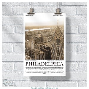 Philadelphia Aerial Informative Poster, Pennsylvania Wall Art