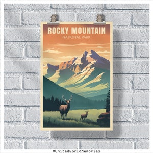 Rocky Mountain National Park Poster, Rocky Mountain Elk Meadow Poster, National Parks Poster, Rocky Mountain Wall Art