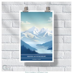 Heavenly Mountain Resort Alpine Majesty Poster, California Nevada Ski Resort Print, Snowboarding Wall Art, Lake Tahoe Gift