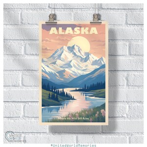 Wilderness of Alaska Poster, Alaska Travel Print