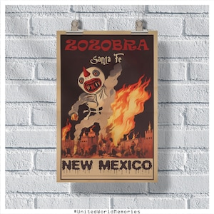New Mexico Travel Poster, Zozobra Poster, New Mexico Vintage Poster, Wall Decor, New Mexico Print, Santa Fe Poster, Zozobra Gift, NM Poster
