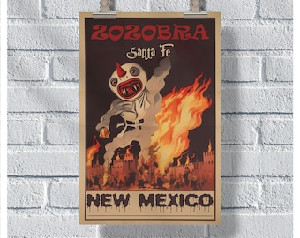 New Mexico Travel Poster, Zozobra Poster, New Mexico Vintage Poster, Wall Decor, New Mexico Print, Santa Fe Poster, Zozobra Gift, NM Poster