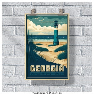 Georgia Reise Poster, Georgia Poster, Georgia Vintage Poster, Wanddekor, State Poster, Georgia Print, Georgia Retro Poster
