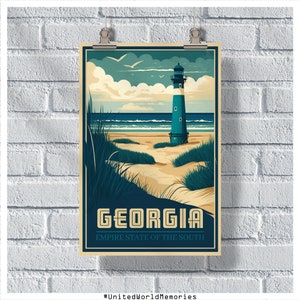 Georgia Travel Poster, Georgia Poster, Georgia Vintage Poster, Wall Decor, State Poster, Georgia Print, Georgia Retro Poster