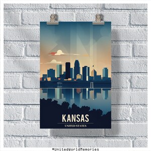 Poster di viaggio del Kansas, poster dello stato di girasole, poster vintage del Kansas, decorazione della parete, stampa del Kansas, poster retrò del Kansas, poster degli Stati Uniti del Kansas