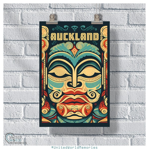 Auckland Maori Culture Poster, Auckland Print, New Zealand Art, New Zealand Gift, New Zealand Vintage Retro poster