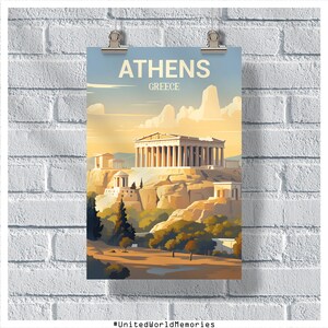 Athens Acropolis Poster, Athens Travel Poster, Greece Poster, Athens Vintage Retro Poster, Greece Wall Art, Athens Decor