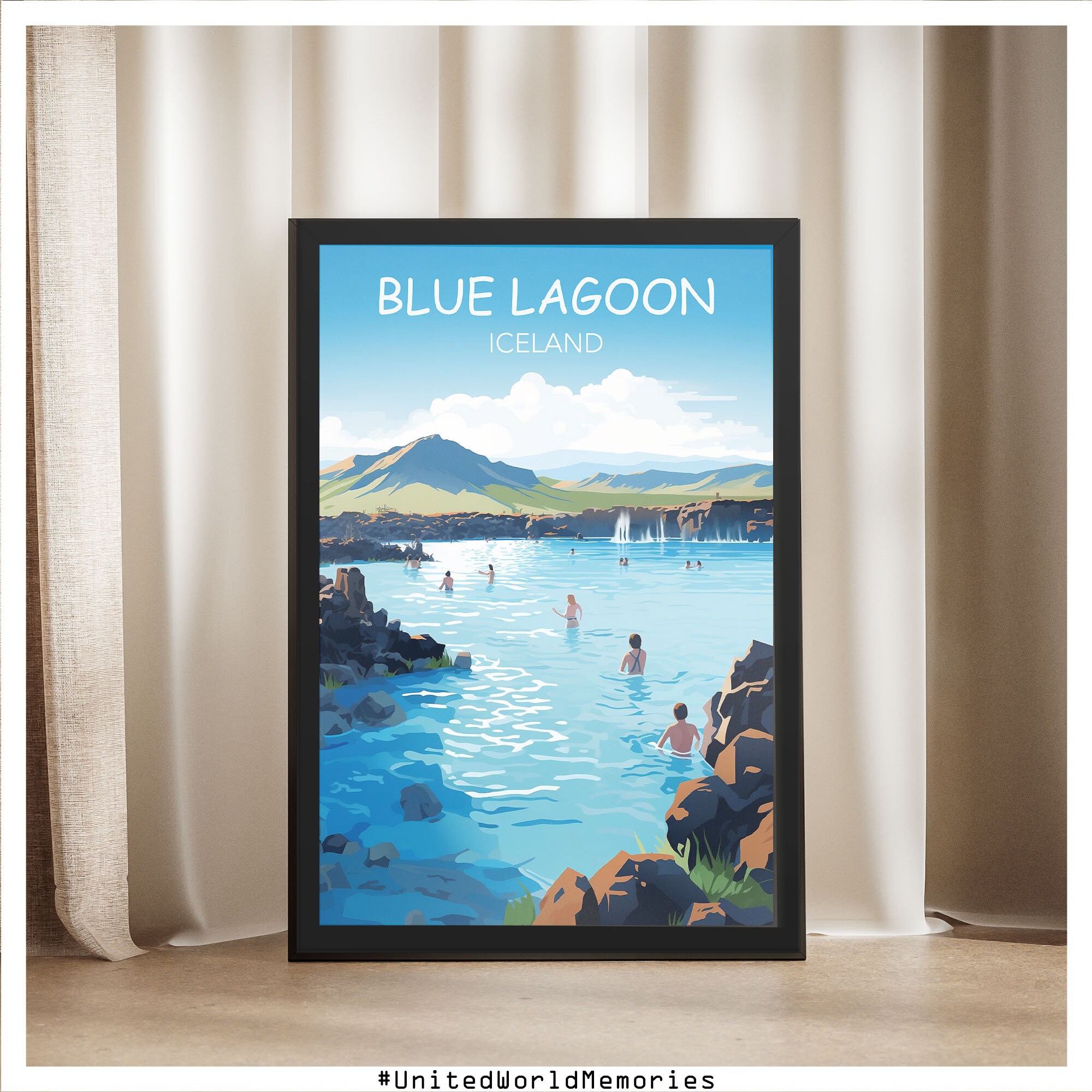 Blue Lagoon Travel Poster, Blue Lagoon Relaxation Poster, Iceland