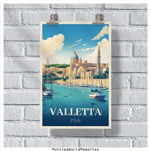 Valletta Travel Poster, Valletta Gifts, Malta Poster, Valletta Wall Art, Malta Gift Idea, Valletta Malta Poster, Valletta Print