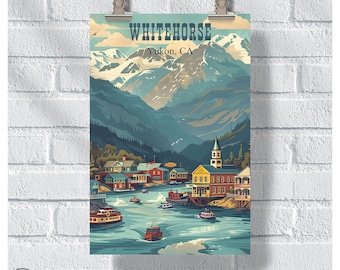 Yukon Retro Whitehorse Poster, Yukon Canada Vintage Retro Print, Nature Lovers Gift