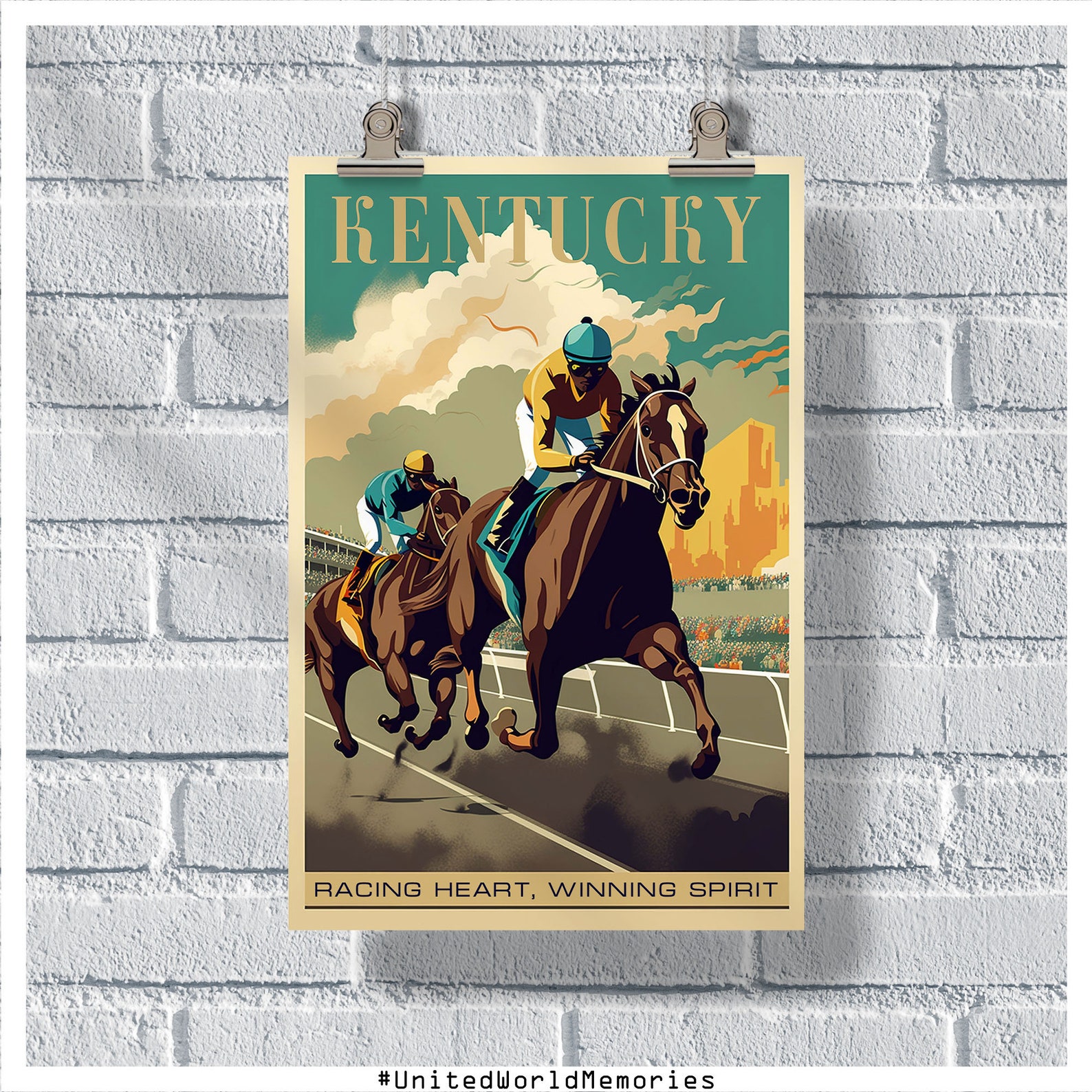 Kentucky Travel Poster, Kentucky Horse Racing Poster, Kentucky Vintage ...