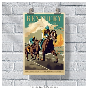 Kentucky Reiseplakat, Kentucky Pferderennen Poster, Kentucky Vintage Plakat, Kentucky Druck, Kentucky Retro Plakat, Pferderennen Geschenk