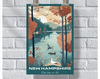 New Hampshire Poster, Willkommen bei NH Poster, NH Poster, New Hampshire Vintage Poster, Wand-Dekor, New Hampshire Print, New Hampshire Geschenk