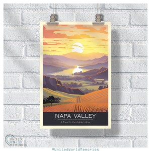 Golden Vineyards Napa Valley Poster, California Wall Art, Napa Valley Print