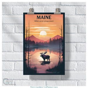 Moose Country Calm Wall Art – Tranquil Maine Wildlife Print – Rustic Nature Poster, Canvas, Framed or Postcard Gift for Cabin Decor