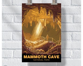 Mammoth Cave National Park Cavernous Majesty Poster, National Park Prints, Retro Kentucky Poster, US Kentucky Mammoth Cave Gift