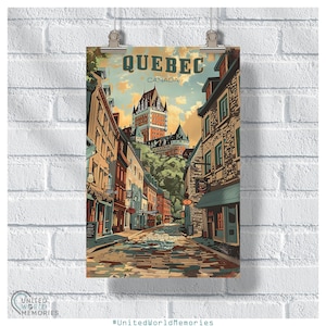Vintage Old Quebec Poster, Quebec Canada Vintage Retro Print, Nature Lovers Gift