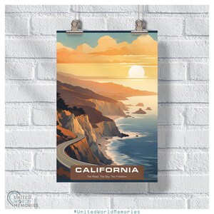 Golden Coast Drive California Poster, California Travel Print