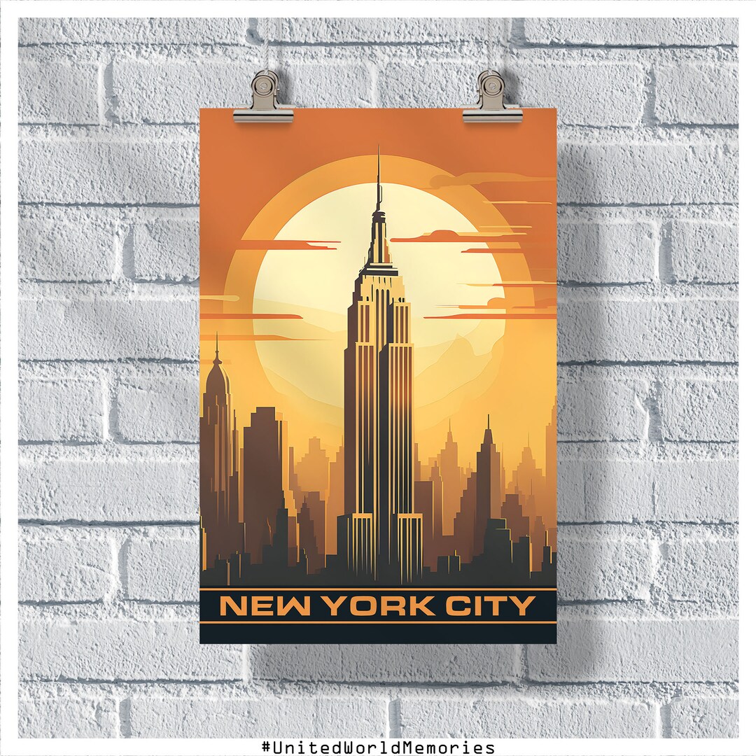 New York City Empire State Building Poster, New York Travel Poster ...