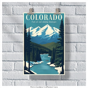 Colorado Travel Poster, Colorado Poster, Colorado Vintage Poster, Wall Decor, State Retro Poster, Colorado Print, Colorado Retro Poster