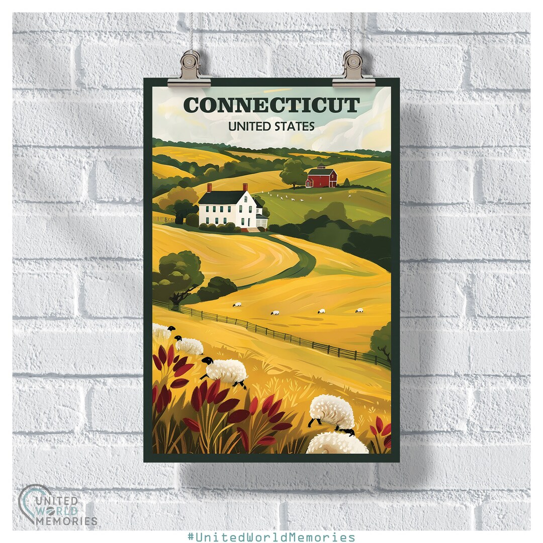Connecticut Farmhouse Serenity Poster, Connecticut Travel Print, United