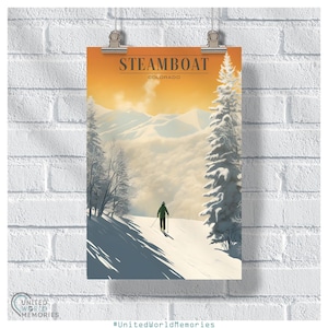 Steamboat Ski Resort Aspen Shadows Poster, Colorado Ski Resort Print, Snowboarding Wall Art, Steamboat Ski Gifts