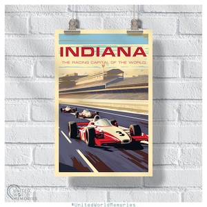 Poster di Indianapolis Speedway Glory, stampa di viaggio dell&#39;Indiana