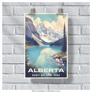 Alberta Travel Poster, Banff National Park Poster, Canada Poster, Alberta Retro Poster, Wall Decor, Canada Art, Alberta Print