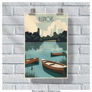 Poster di viaggio dell'Illinois, Poster dell'Illinois, Poster vintage dell'Illinois, Decorazione della parete, Poster dello stato dell'Illinois, Stampa dell'Illinois, Poster retrò dell'Illinois