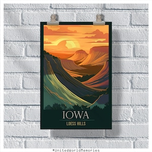 Iowa Travel Poster, Loess Hills Poster, Iowa Vintage Poster, Wall Decor, State Poster, Iowa Print, Iowa Retro Poster, Iowa Wall Art