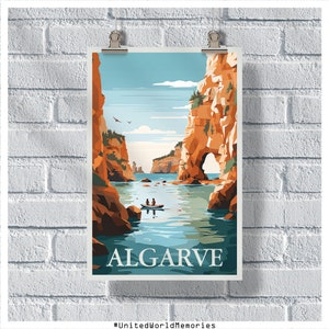 Algarve Travel Poster, Algarve Caves and Grottoes, Portugal Poster, Algarve Wall Art, Algarve Gifts, Algarve Portugal Poster, Algarve Print