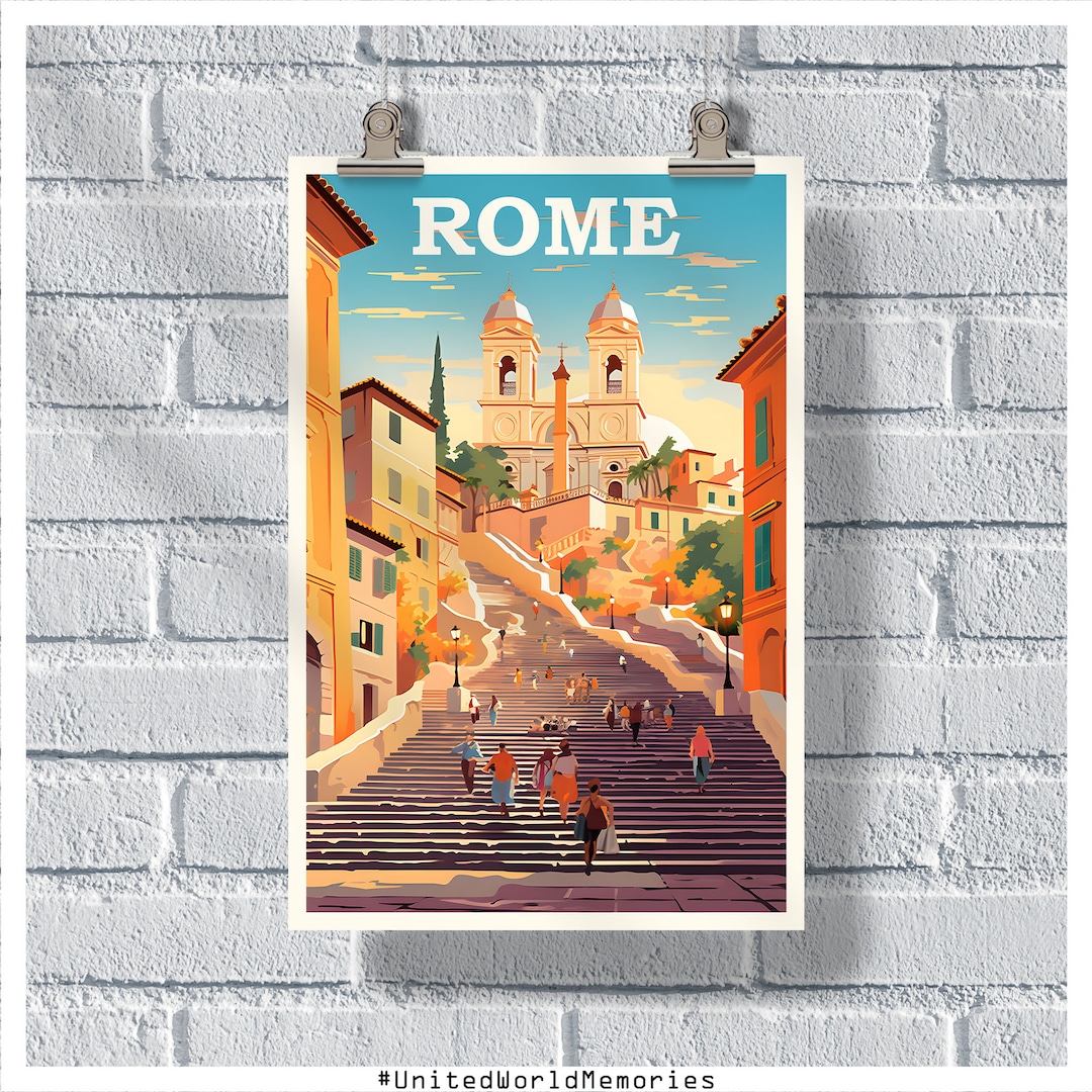 Spanish Steps Sticker Rome Rome Spanish Steps Poster, Rome Travel Poster, Italy Poster, Office ...