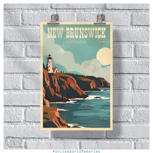 New Brunswick Vintage Fundy Coastline Poster, New Brunswick Canada Vintage Retro Print, Nature Lovers Gift