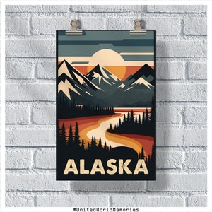 Poster di viaggio dell'Alaska, Poster dell'Alaska, Poster vintage dell'Alaska, Decorazione della parete, Poster di stato, Stampa dell'Alaska, Poster retrò dell'Alaska