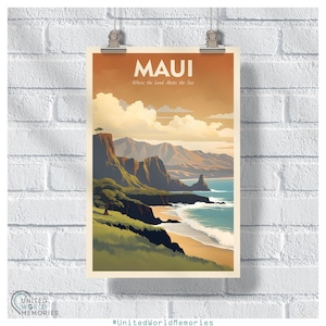 Maui Coastline Majesty Poster, Maui Hawaii Print, Hawaii Gift, USA Travel Poster