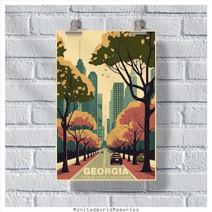 Georgia Travel Poster, Georgia Poster, Georgia Vintage Poster, Georgia Wall Decor, State Poster, Georgia Print, Georgia Retro Poster