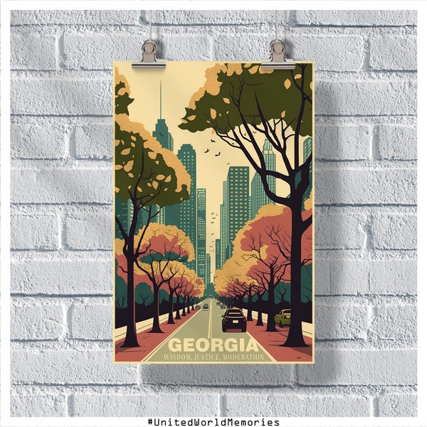 Georgia Travel Poster, Georgia Poster, Georgia Vintage Poster, Georgia Wall Decor, State Poster, Georgia Print, Georgia Retro Poster