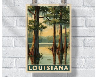 Bayou Stillness Louisiana Wall Art – Peaceful Swamp Poster Print – Nature Photography Southern Landscape Decor for Home or Office