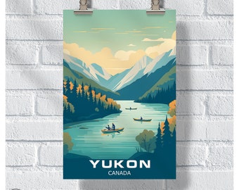 Yukon River Adventure Poster, Yukon Canada Vintage Retro Print, Nature Lovers Gift
