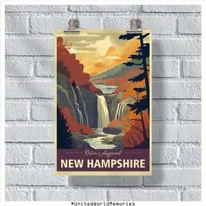 New Hampshire Poster, Welcome To NH Poster, NH Poster, New Hampshire Vintage Poster, Wall Decor, New Hampshire Print, New Hampshire Gift