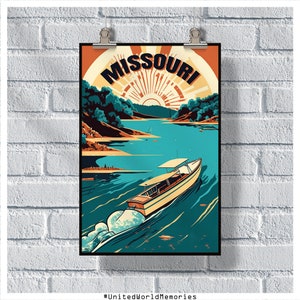 Missouri Travel Poster, Lake Of Ozarks Poster, Missouri Vintage Poster, Wall Decor, State Poster, Missouri Print, Missouri Retro Poster